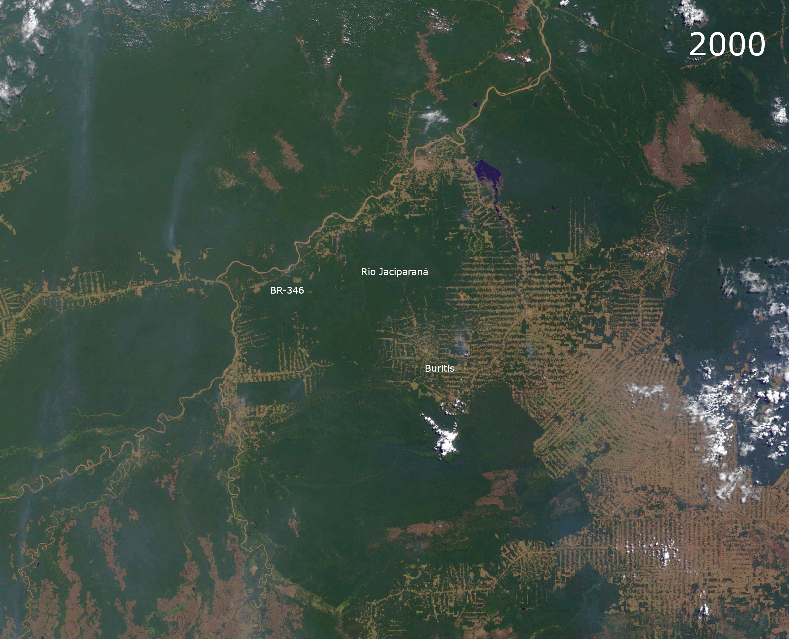 Regenwaldzerstörung in Rondonia 2000 bis 2012